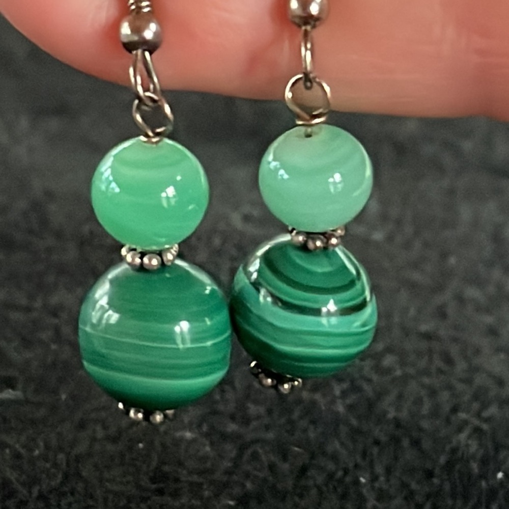 Vintage Jade & Malachite Earrings